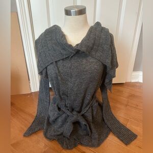 Gray Women's Sweater with Belt
